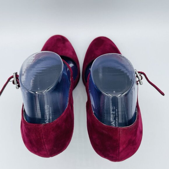 Charles by Charles David Heels Womens 8.5 Maroon Leather Mary Jane Sandals Comfy - Picture 8 of 11